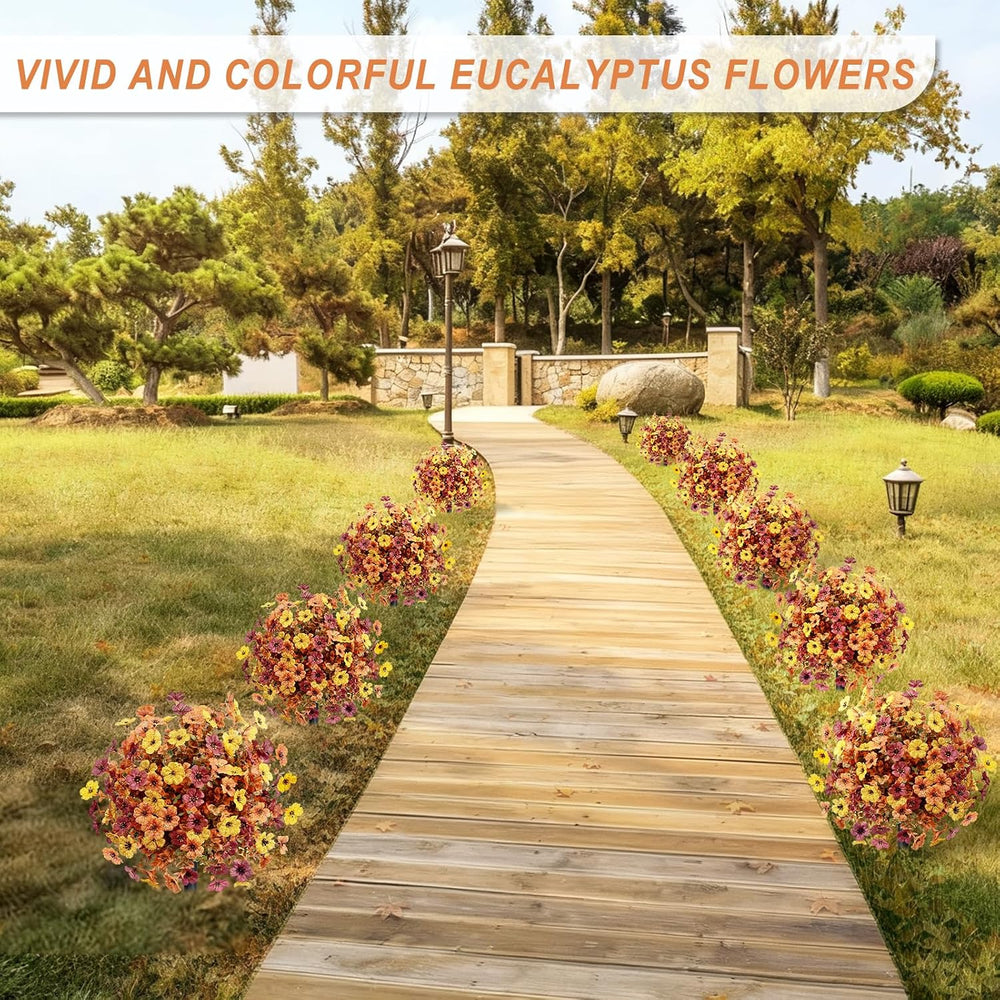 2 Pack Fall Topiary Ball Trees 21" , Fall Artificial Flowers for Outdoor