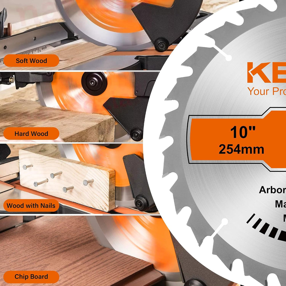 KENDO 10 Inch Circular Saw Blade Set, 2-Pack 40T 60T, 5/8 Arbor
