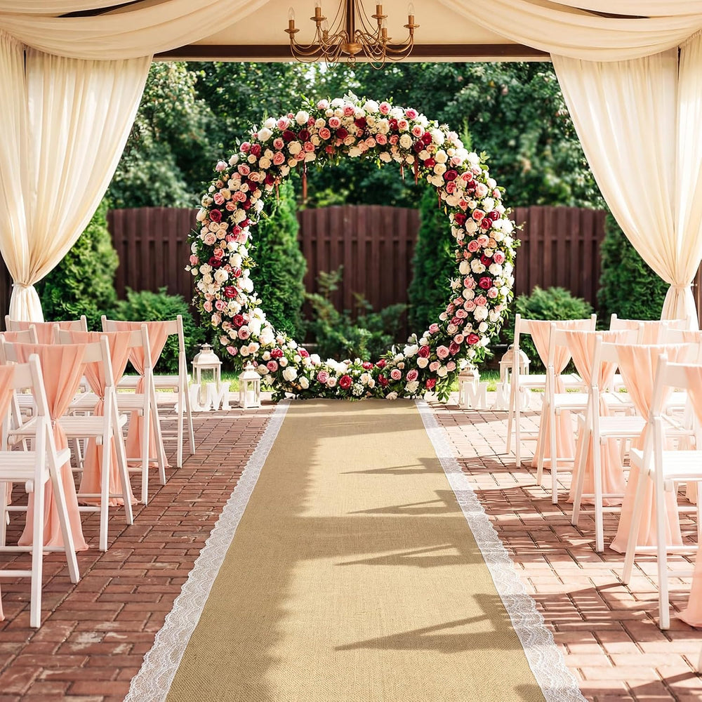 Breling 3.3ft x 23ft Burlap Wedding Aisle Runner Outdoor for Wedding Ceremony...