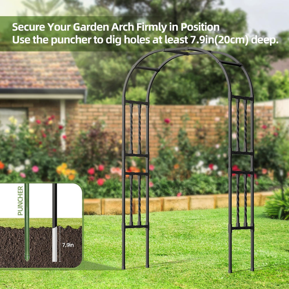 Square Tube Metal Garden Arch Trellis for Climbing Plants,4.9x7.9FT