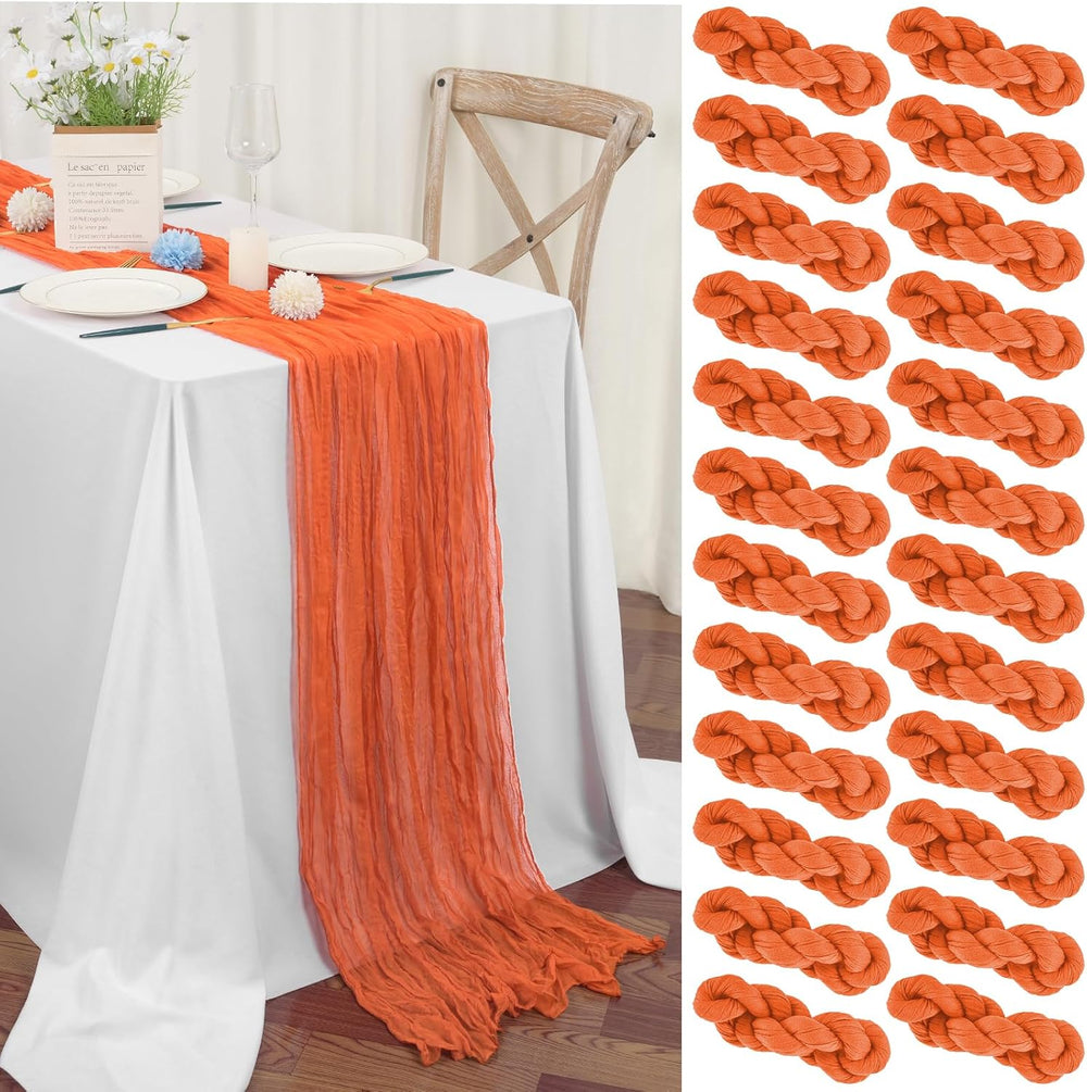 24 Packs Orange Table Runner, Charming Cheesecloth Table Runner 17 x 108inch,...