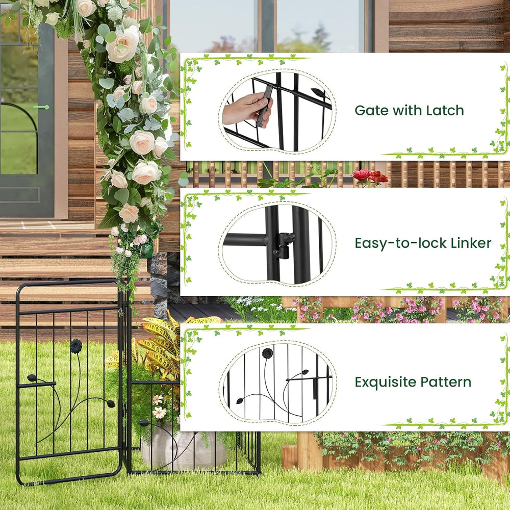 COSTWAY 86" 3-in-1 Garden Arch with Lockable Gate & 2 Side Planters,...