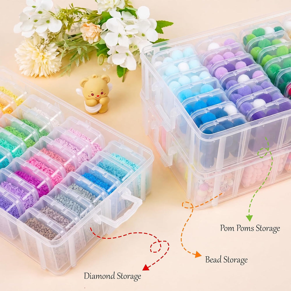 Bead Organizer Box, 5-Tier Stackable 140 Pcs Craft Storage Boxes