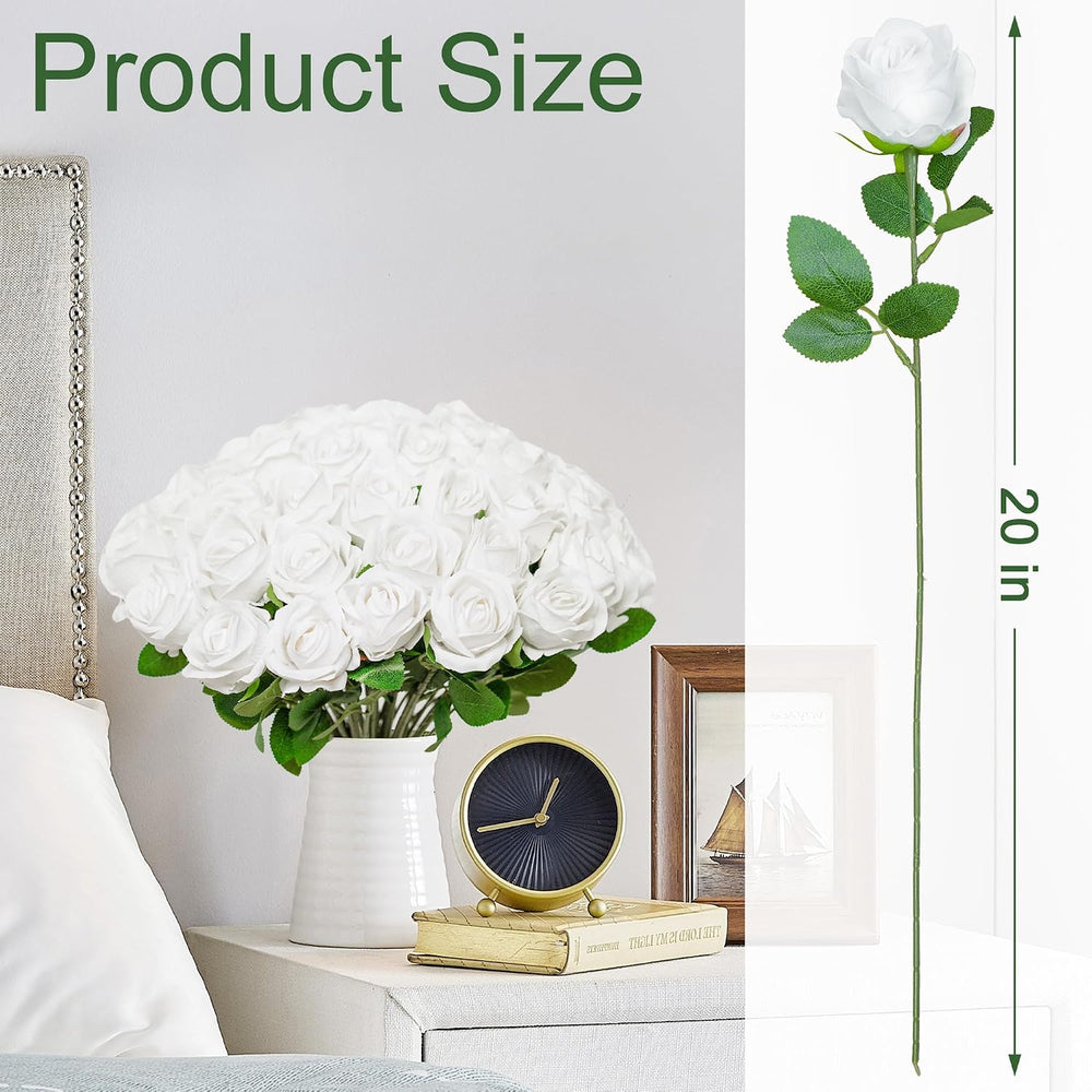 White Roses Artificial Flowers Bulk 100PC Artificial Flowers for Wedding