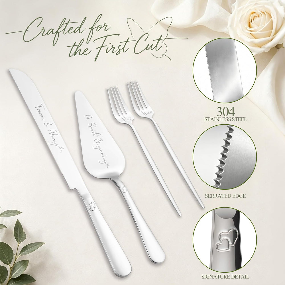 5-Pc Wedding Cake Cutting Set, Cake Knife Server Set