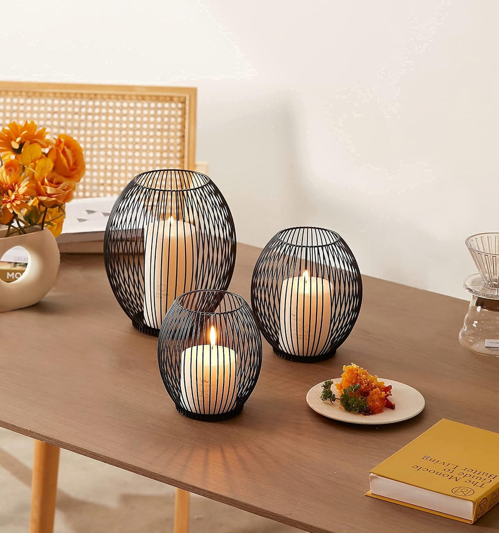 Outdoor Candle Holder Decor Set - Black Candle Holder - Candles Holders for T...