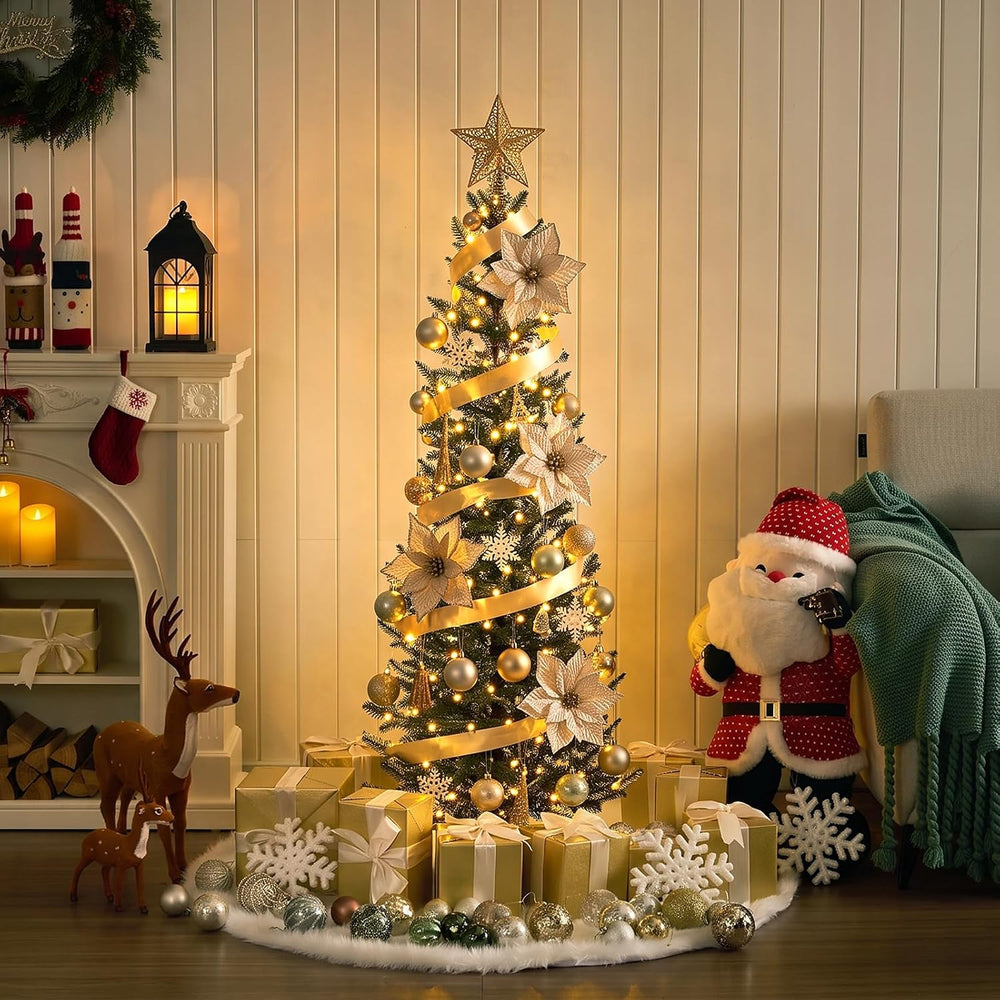 VeriNatural Pre-Lit Christmas Tree, Slim Pencil Christmas Tree - 5 FT