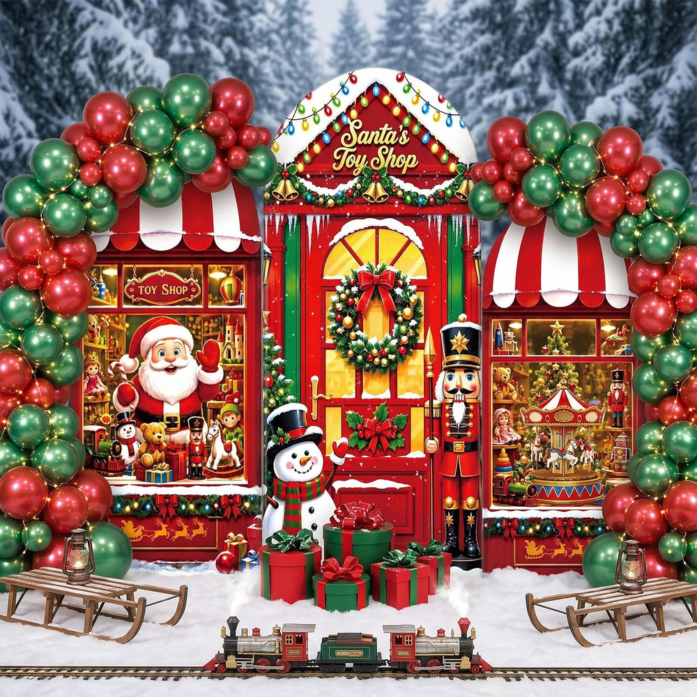 WovWeave Santa's Shop Arch Cover Backdrop Decorations Set of 3