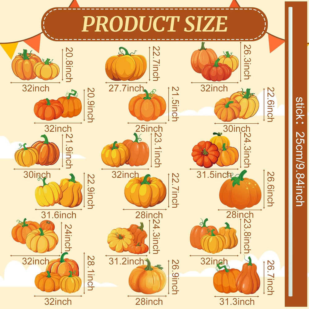 Yuntau 18 Pcs Fall Yard Signs with Stakes, 18 Styles, Pumpkin