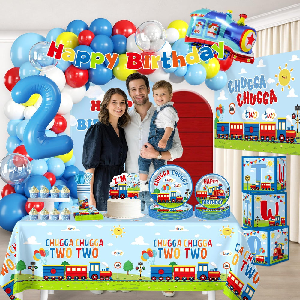 256Pcs Chugga Chugga Two Two Party Decor, All-in-One Set for 25 Guests