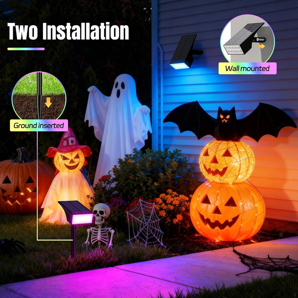 Solar Spot Lights Outdoor Color Changing 12 Pack Halloween Spotlight