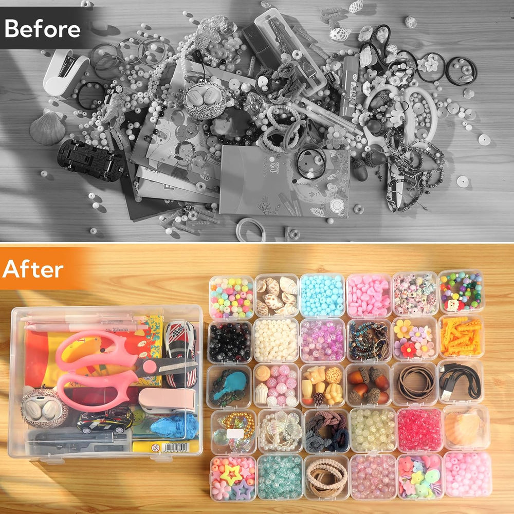 124 Pack Bead Organizer Box, Transparent Small Plastic Containers