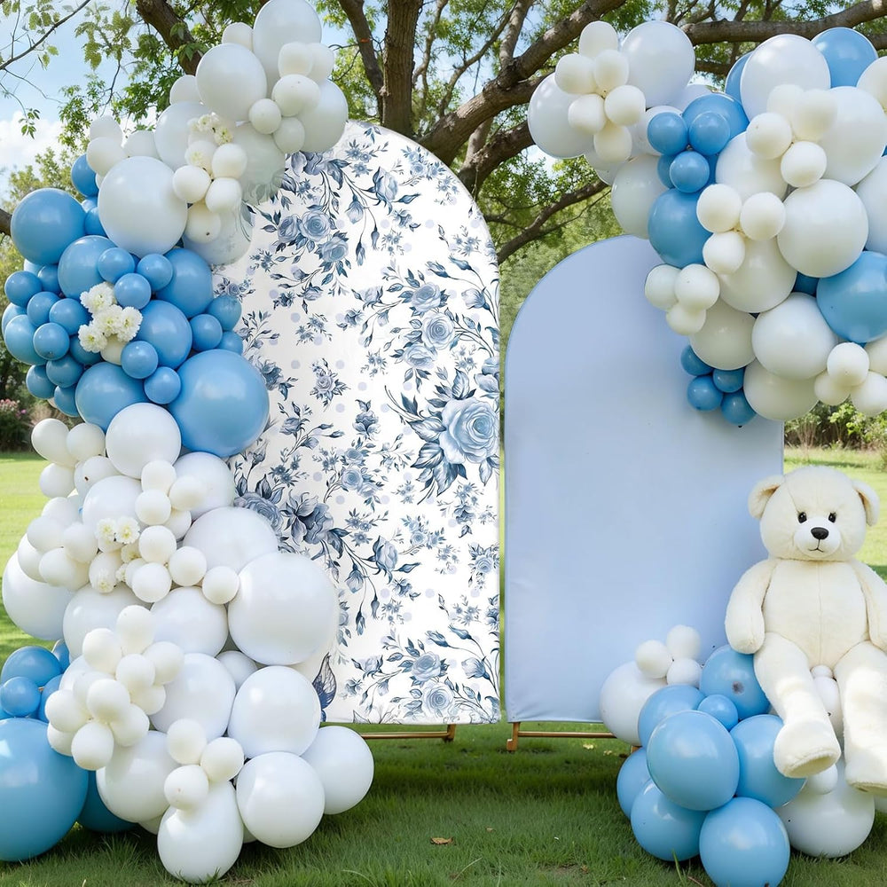 2 Pcs Blue Flower Arch Cover Backdrop