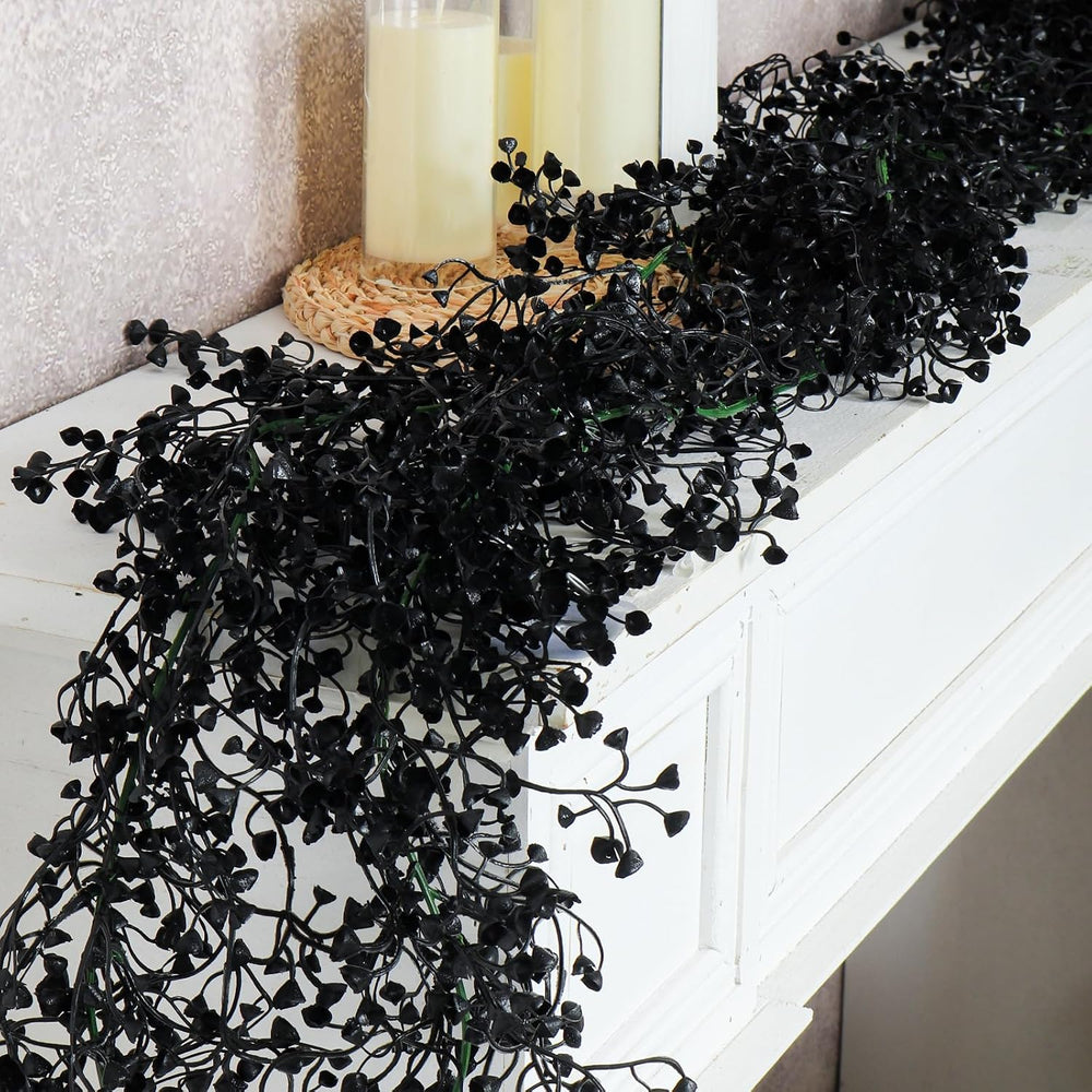 RECUTMS 4Pcs Artificial Black Wisteria Garland 5.6Ft Plastic Halloween Vine