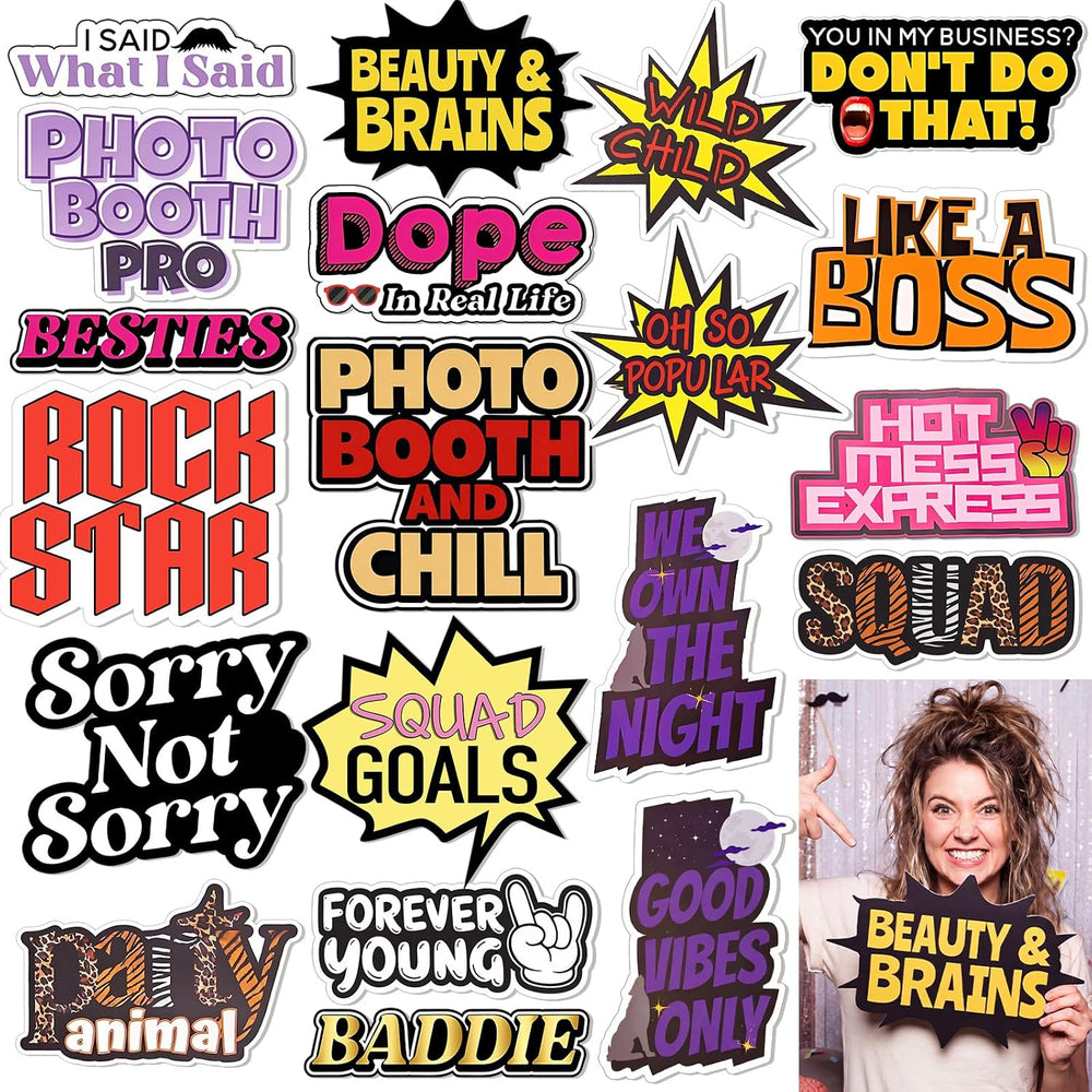 Beeveer 24 Pcs Fun Photo Booth Props Sing Photobooth Business Essentials