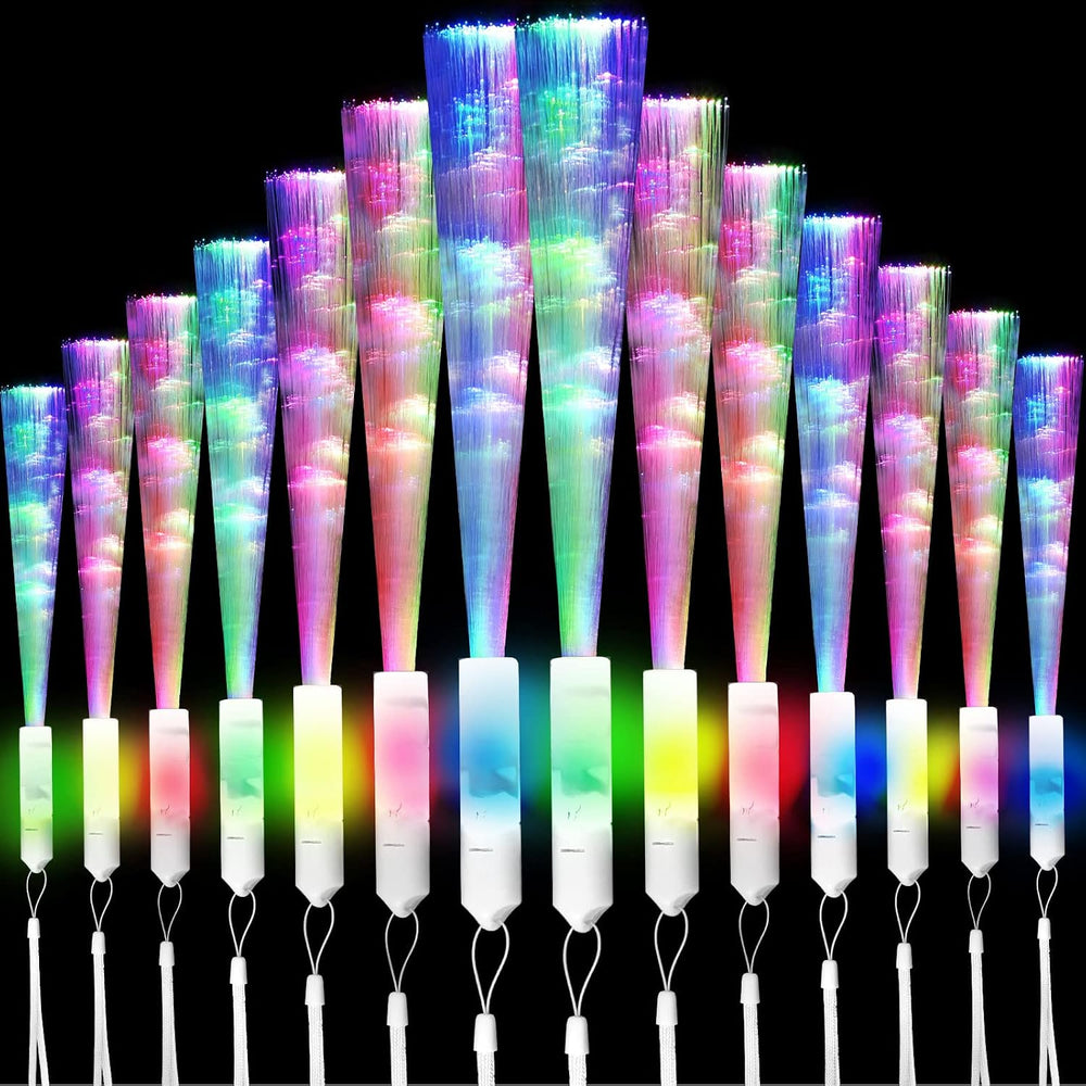 Vinsot 80 Pcs LED Fiber Optic Glow Wands with Batteries, White Handle