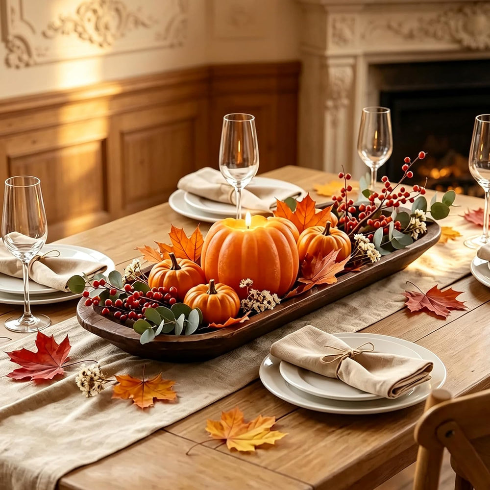 Fall Decor- 300 Hours Rechargeable Flickering Flameless Wax Pumpkin Candles