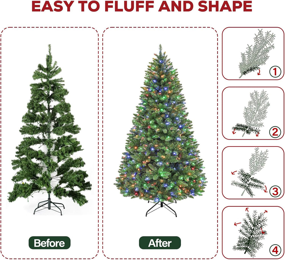 Hykolity 6 ft Prelit Artificial Christmas Tree with Multicolor LEDs