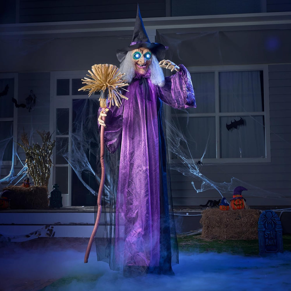 JOYIN Halloween Decorations Witch Life Size Animated with LED Eyes and Creepy...