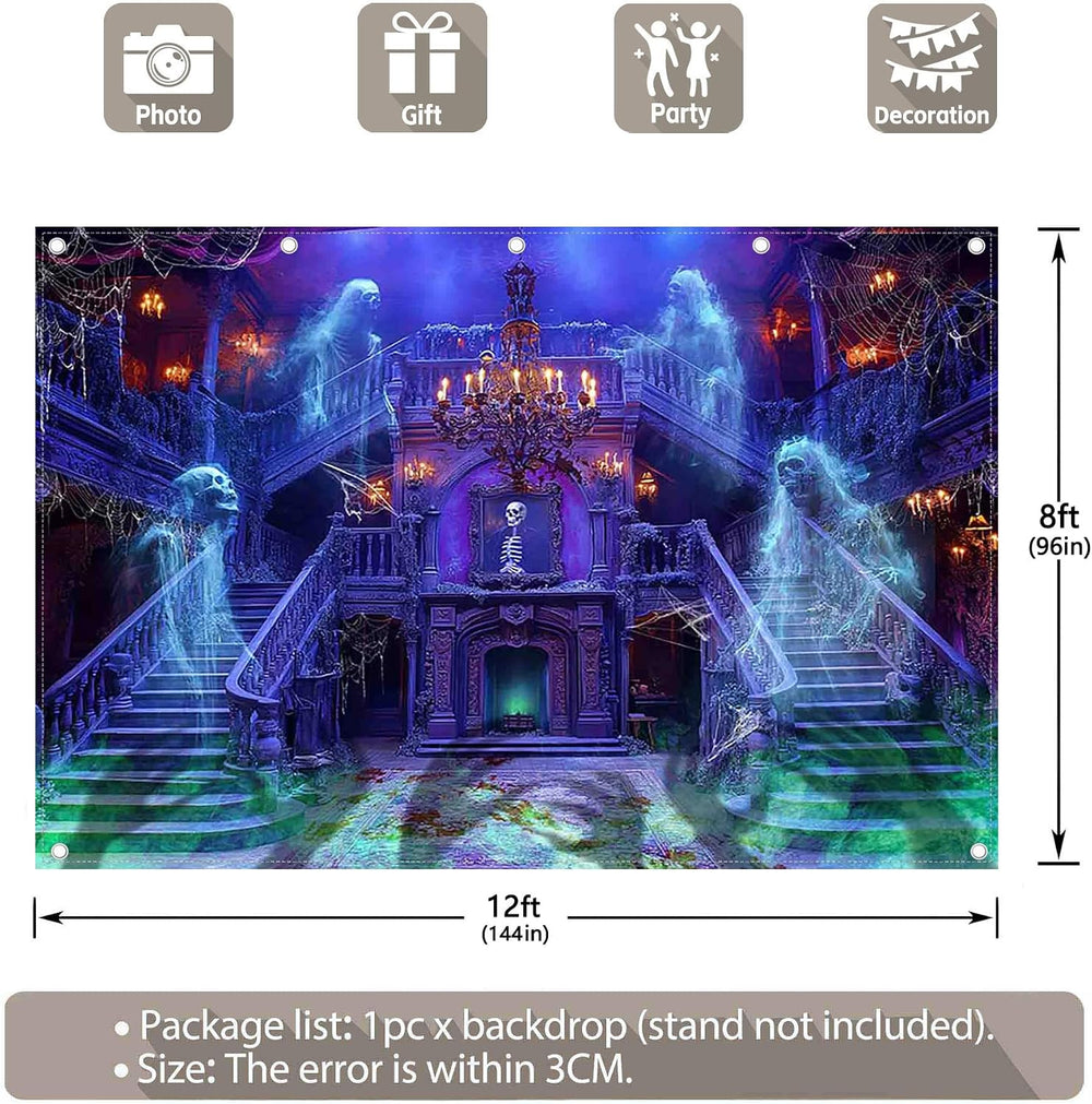 12x8ft Fabric Halloween Spooky Medieval Castle Photography Backdrop