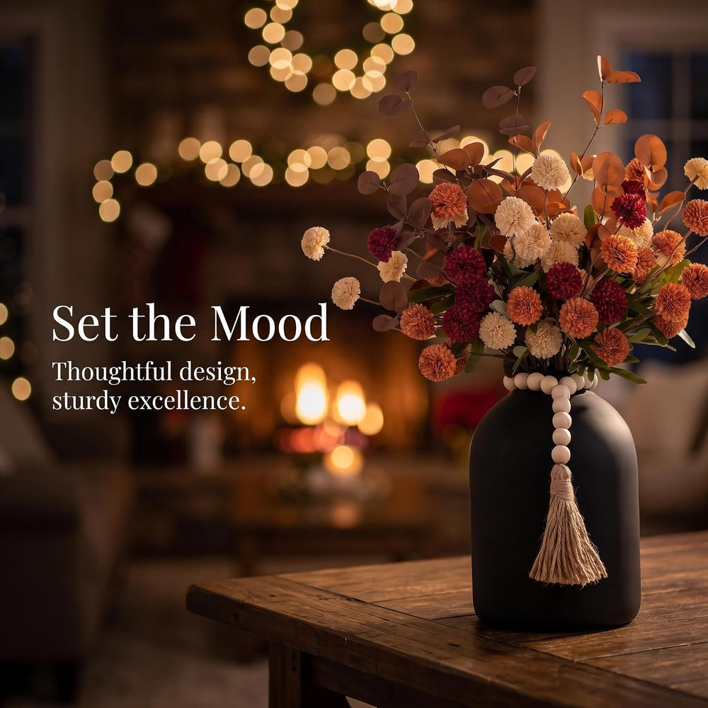 20''H Fake Fall Flowers in Large Black Vase for Centerpiece Table Dec...