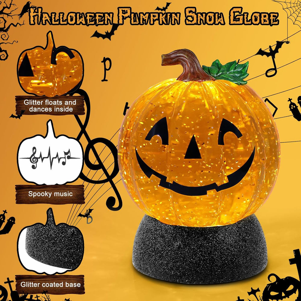 Halloween Snow Globe Lantern Pumpkin Lighted Halloween Snow Globes Battery Op...