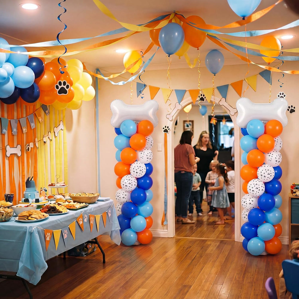 Jenaai 2 Set 163 Pcs Blue Dog Birthday Party Balloon Column Stand Kit