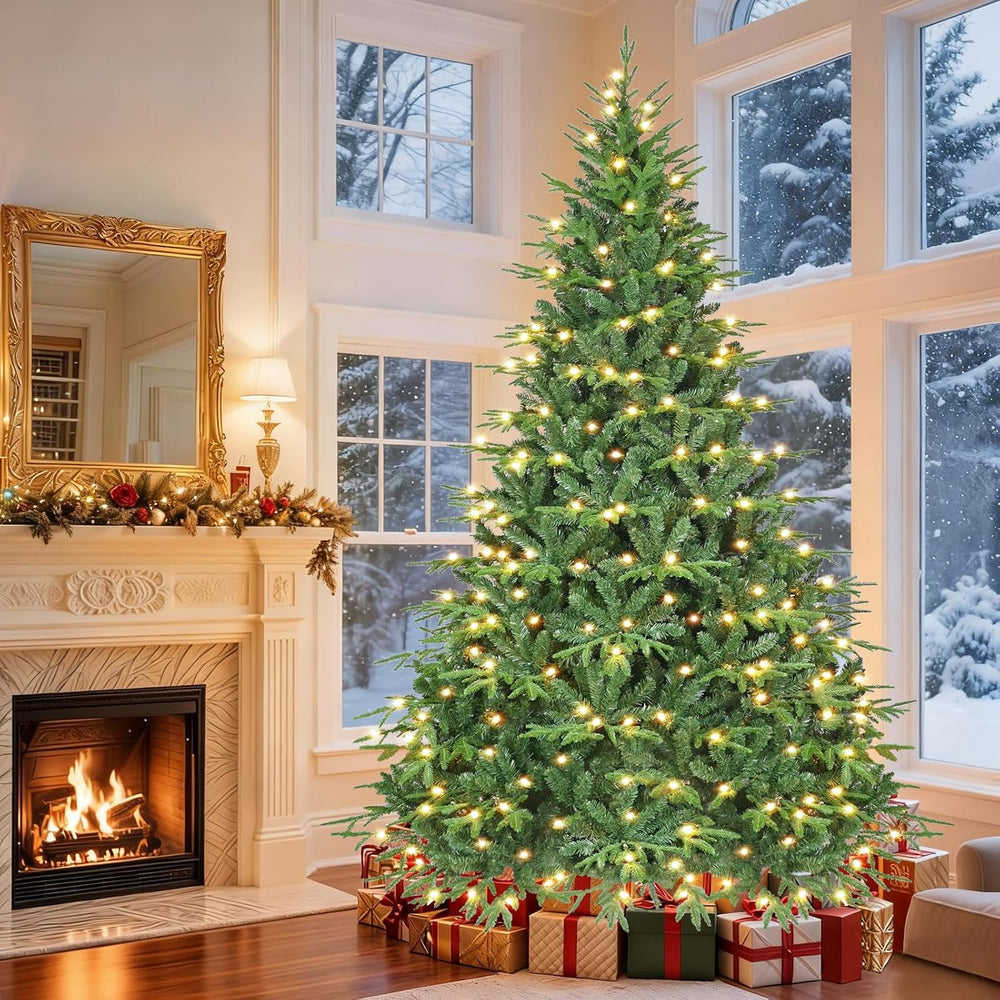 7.5ft Prelit Artificial Christmas Tree with 3348 PE PVC Tips, Premium Pre-Lit...
