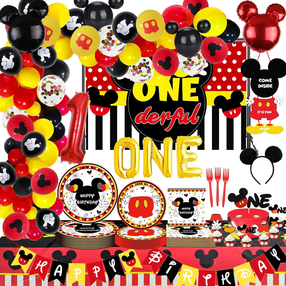 215 Pcs Red 1st Birthday Party Decorations, Boys Onederful Balloons Arch Garl...