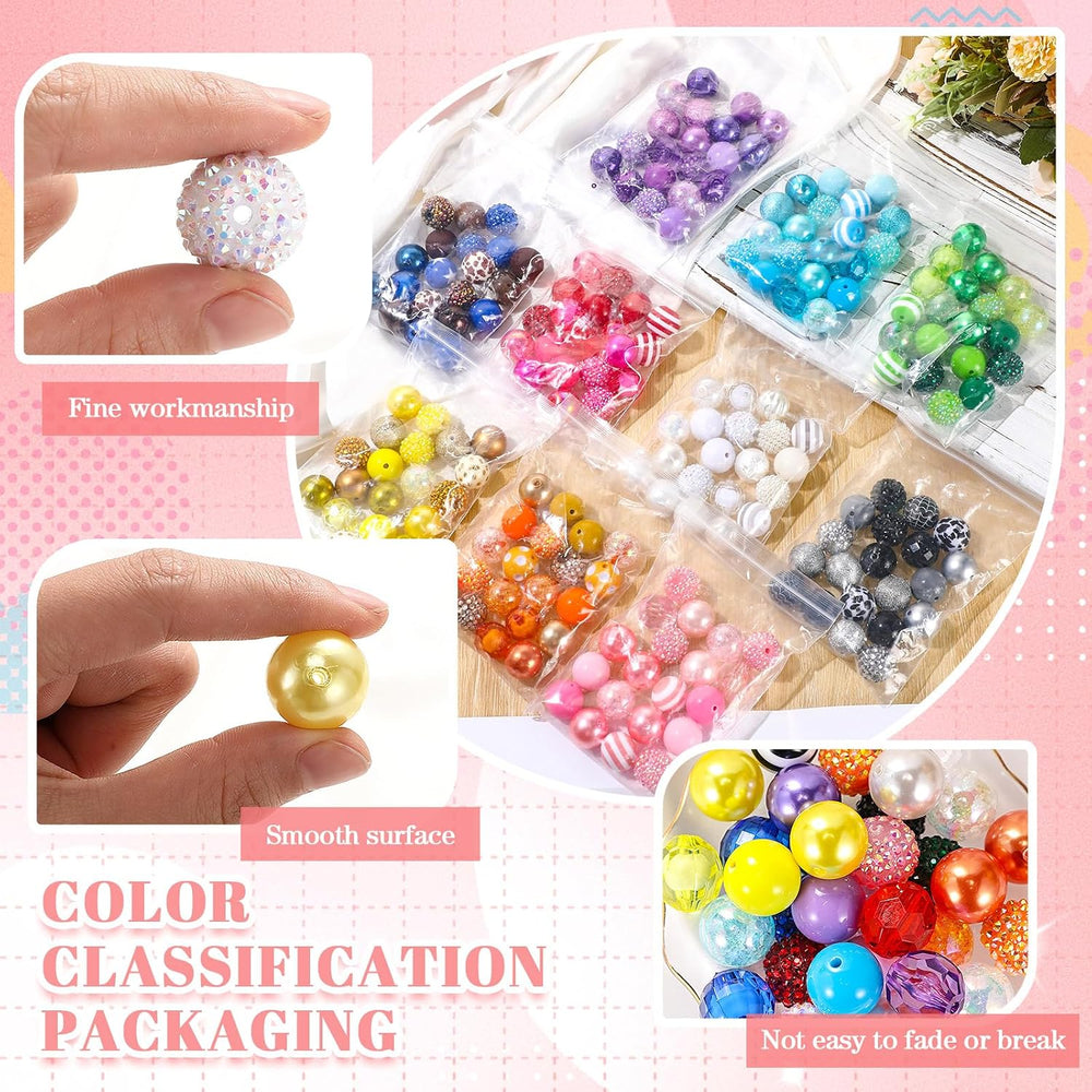 Huquary 200 Pcs 20mm Round Beads Rhinestone for Jewelry Making, Mix Color