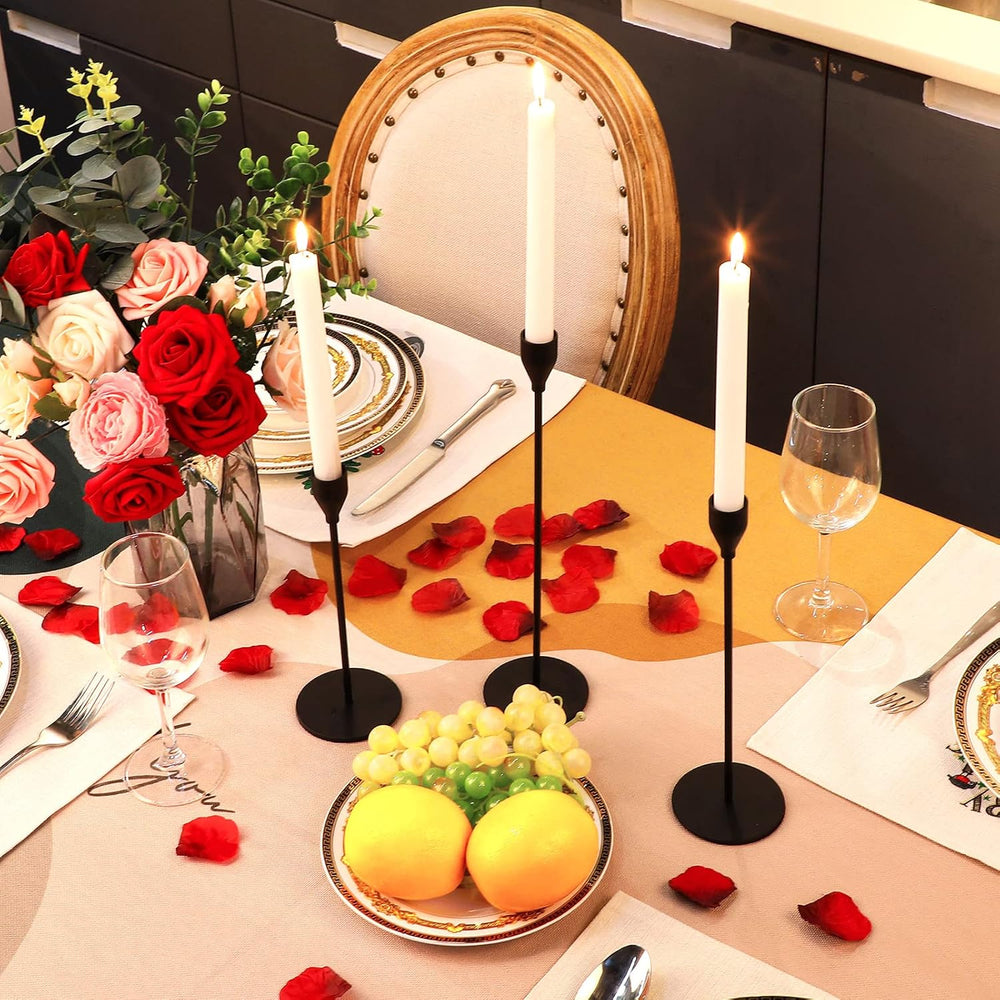 6 Pcs Black Metal Taper Candle Holder for Christmas