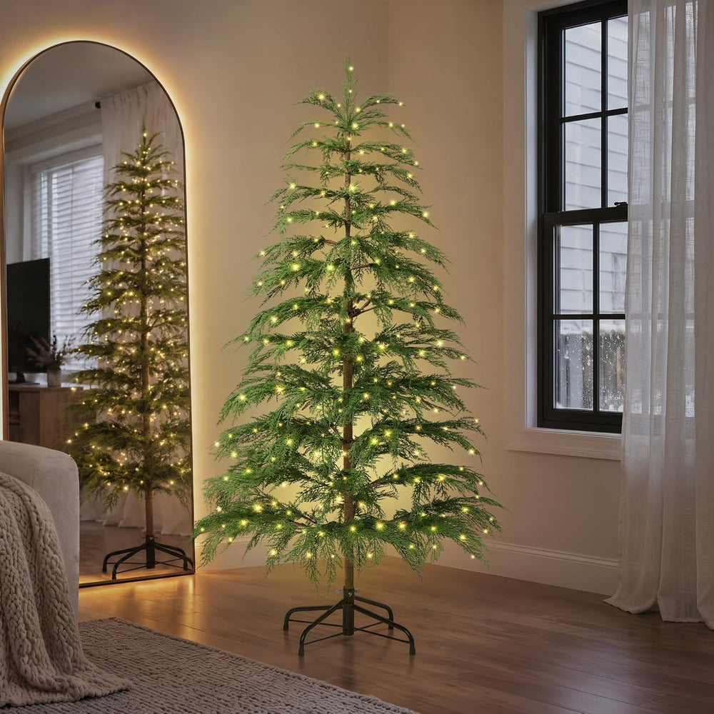 BOLUO 5ft Christmas Tree with Lights Artificial Real Touch Cypress Tree
