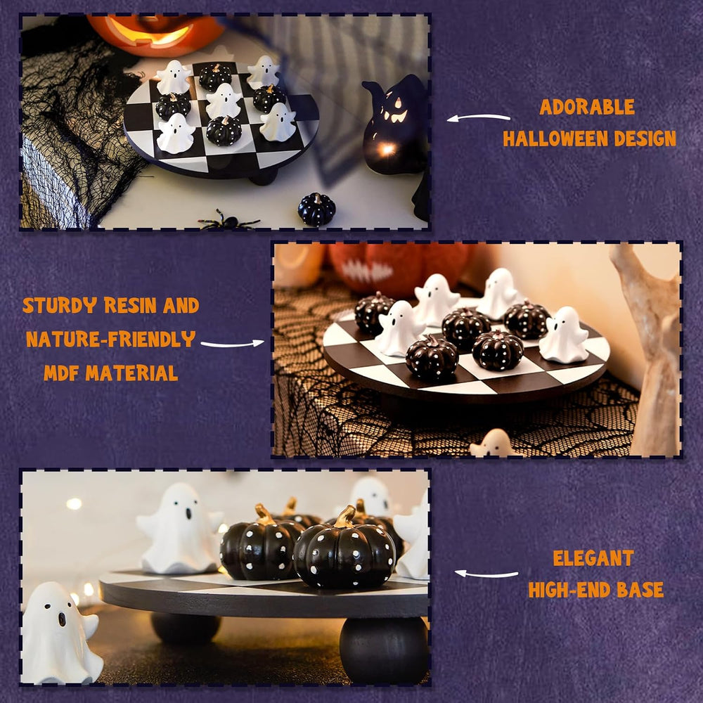 WDS WONDROUS Halloween Decor Tic Tac Toe Game Set with Pumpkin Ghost Pieces