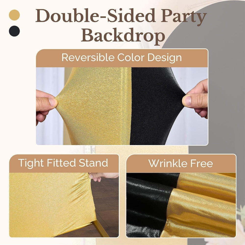 Black Gold Sequin Arch Backdrop Cover Set of 2(6ft/7.2ft), Shimmer Chiara