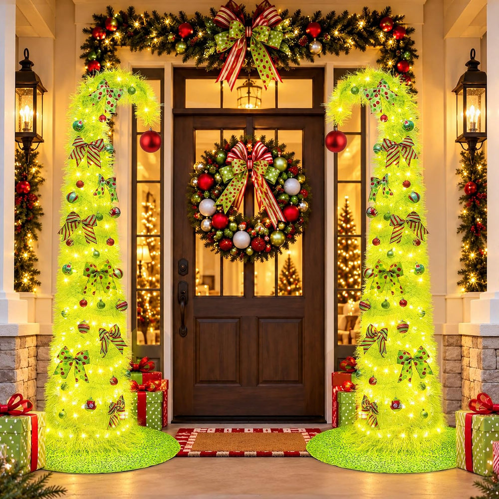 6FT Whimsical Pop-Up Christmas Tree with Lights Tree Skirt for Decorations