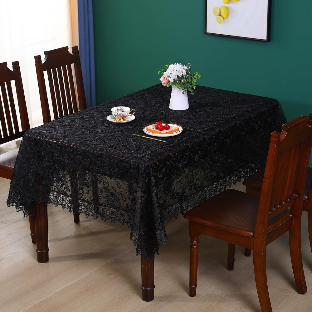 Black Table Cloth Rectangle Lace Tablecloth Farmhouse Picnic Table Cover