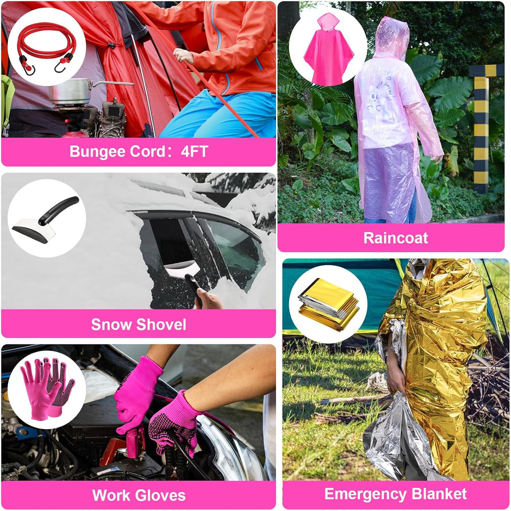 Roadside Emergency Car kit for Vehicles, with 4 in 1 Inflatable Car Vacuum Cl...