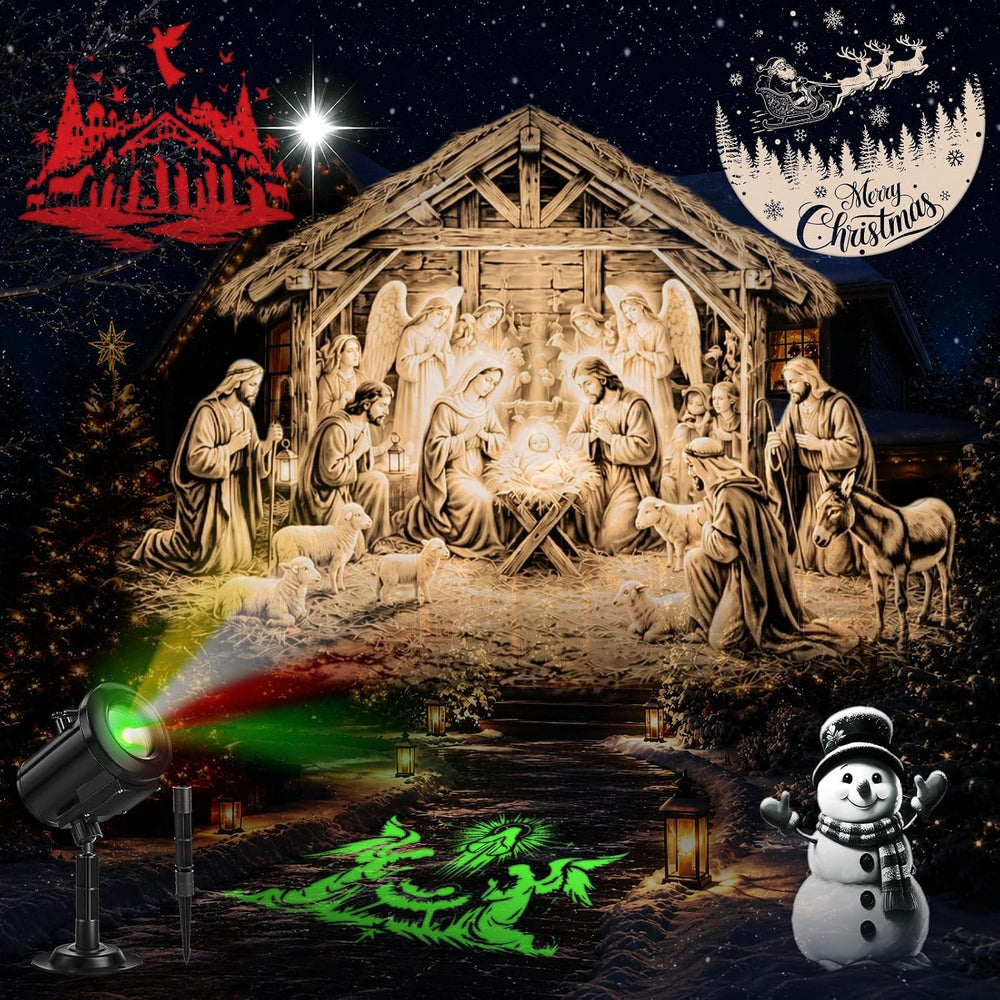 12-in-1 3D Nativity Christmas Projector Lights Outdoor Decor
