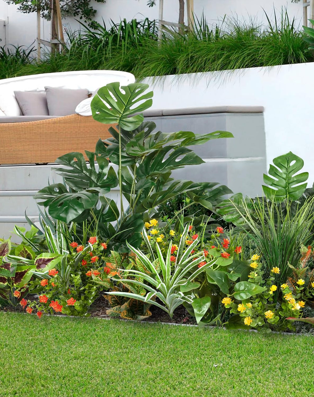 Ouddy Decor 18 Pcs Artificial Plants for Outdoors Fake Greenery Stems