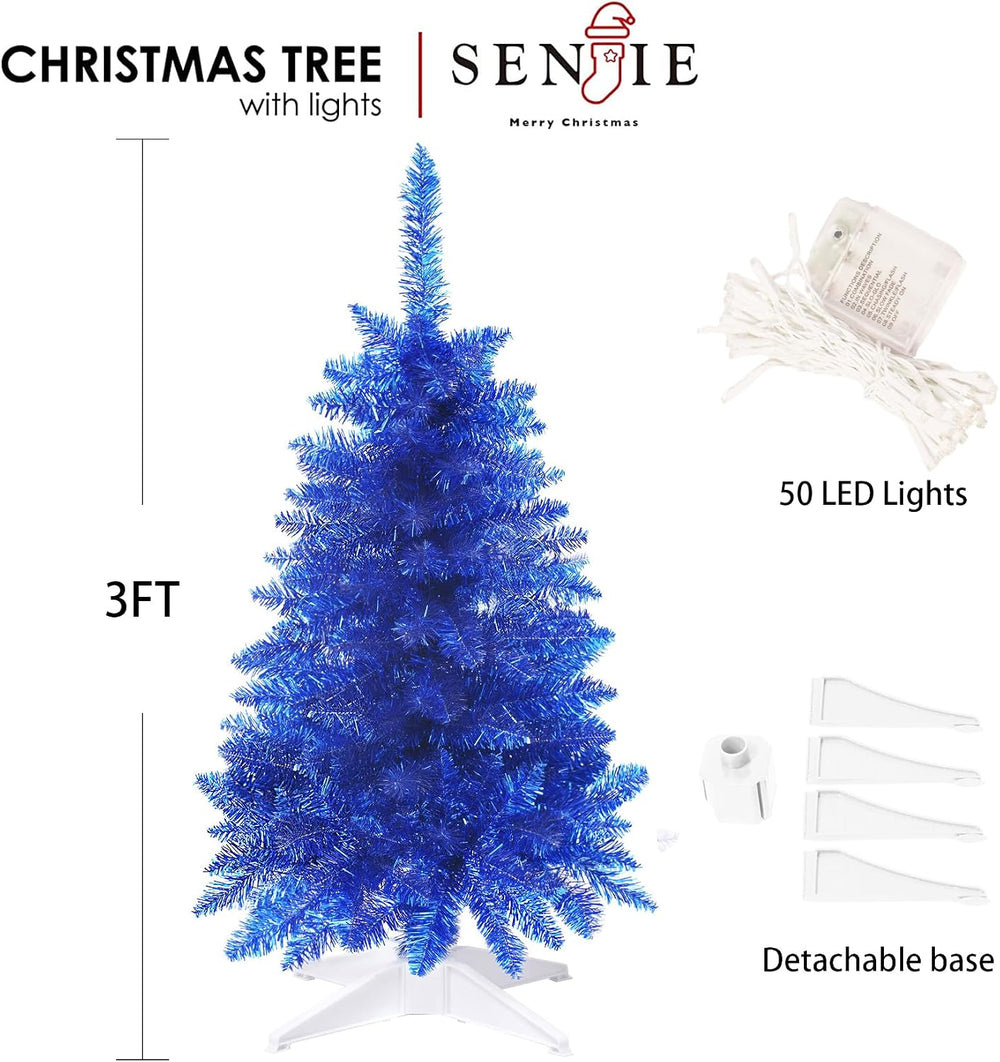 3FT Blue Artificial Small Christmas Tree Mini Tabletop Decor