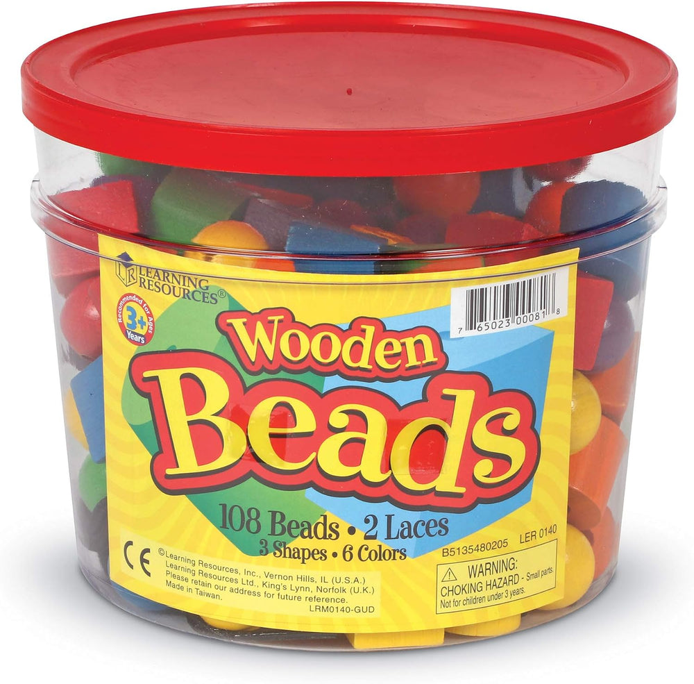 Learning Resources Wooden Beads in a Bucket