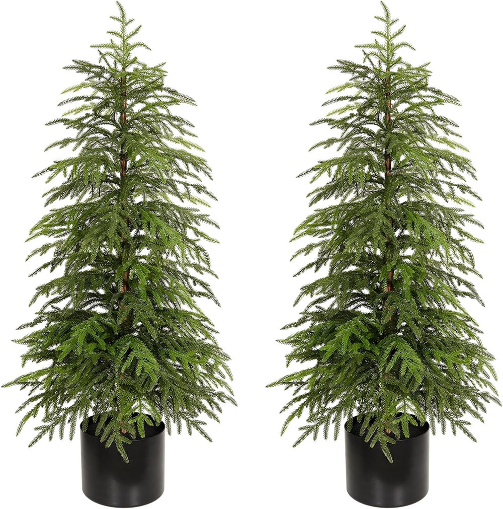 4FT Norfolk Pine Christmas Tree 2Pack, Soft Touch Potted Artificial Trees