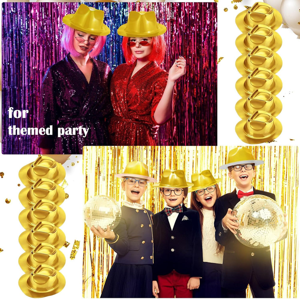 Handepo 48 Pcs Neon Mafia Party Hat for Adults Plastic Party Hat