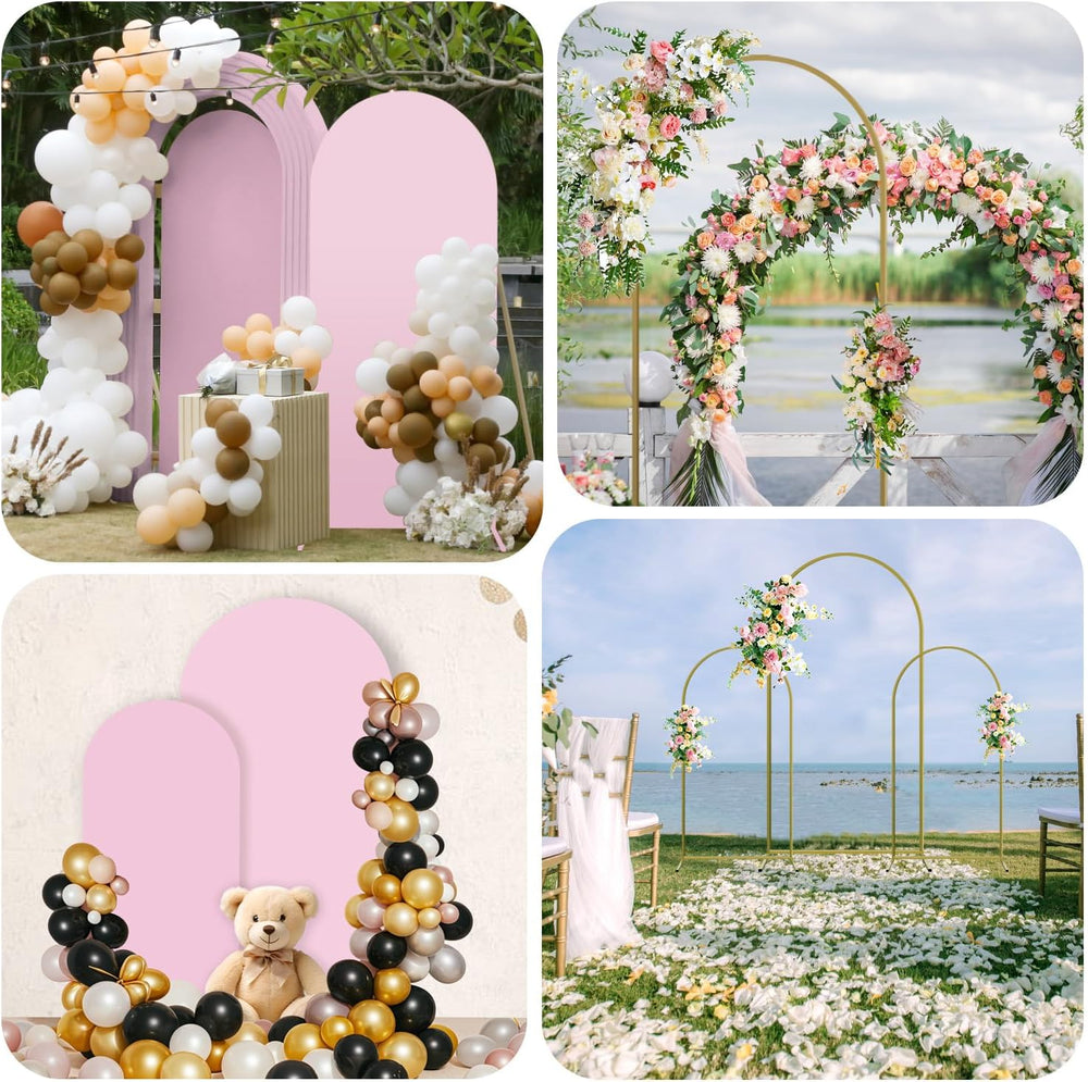 Arch Backdrop Stand and Cover Set, Metal Balloon Arch Backdrop 7.2ft, Gold Ar...