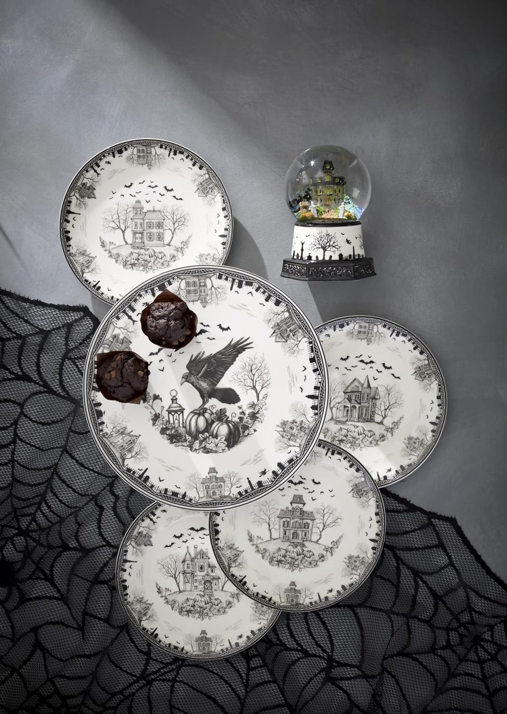 Lenox Haunted Village Accent Plates, Set Of 4, Assorted, Service For 4