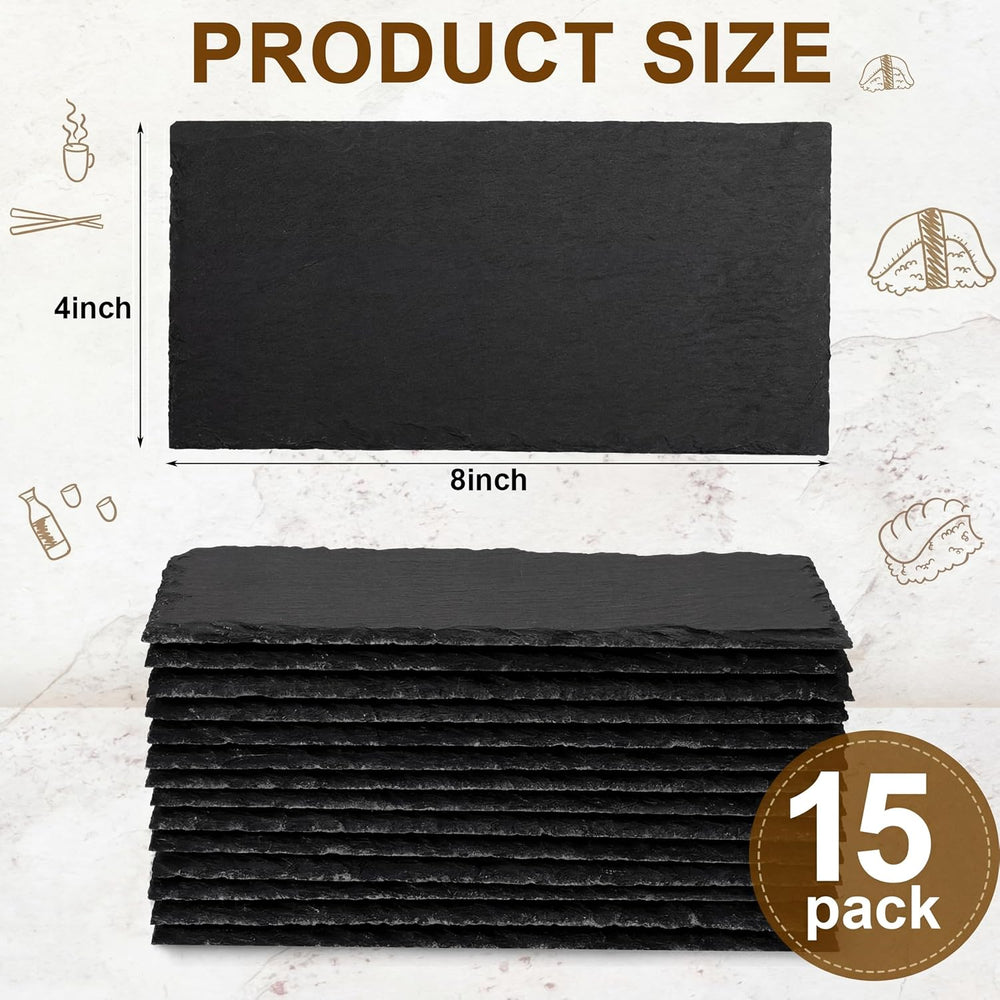 15 Pcs 8 x 4 Inch Black Slate Charcuterie Boards Bulk