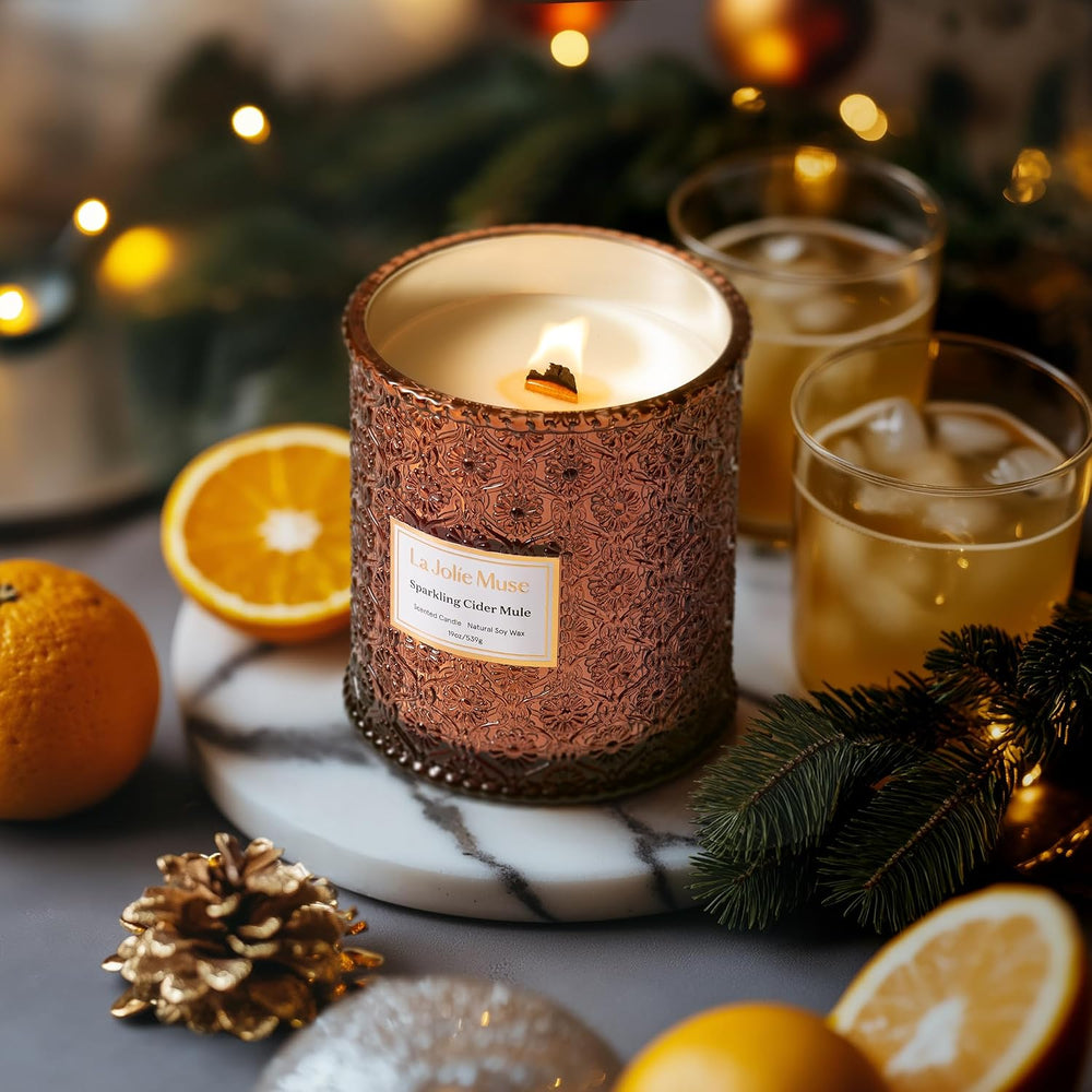 LA JOLIE MUSE Sparkling Cider Mule Scented Candles for Home,19oz Soy Wax