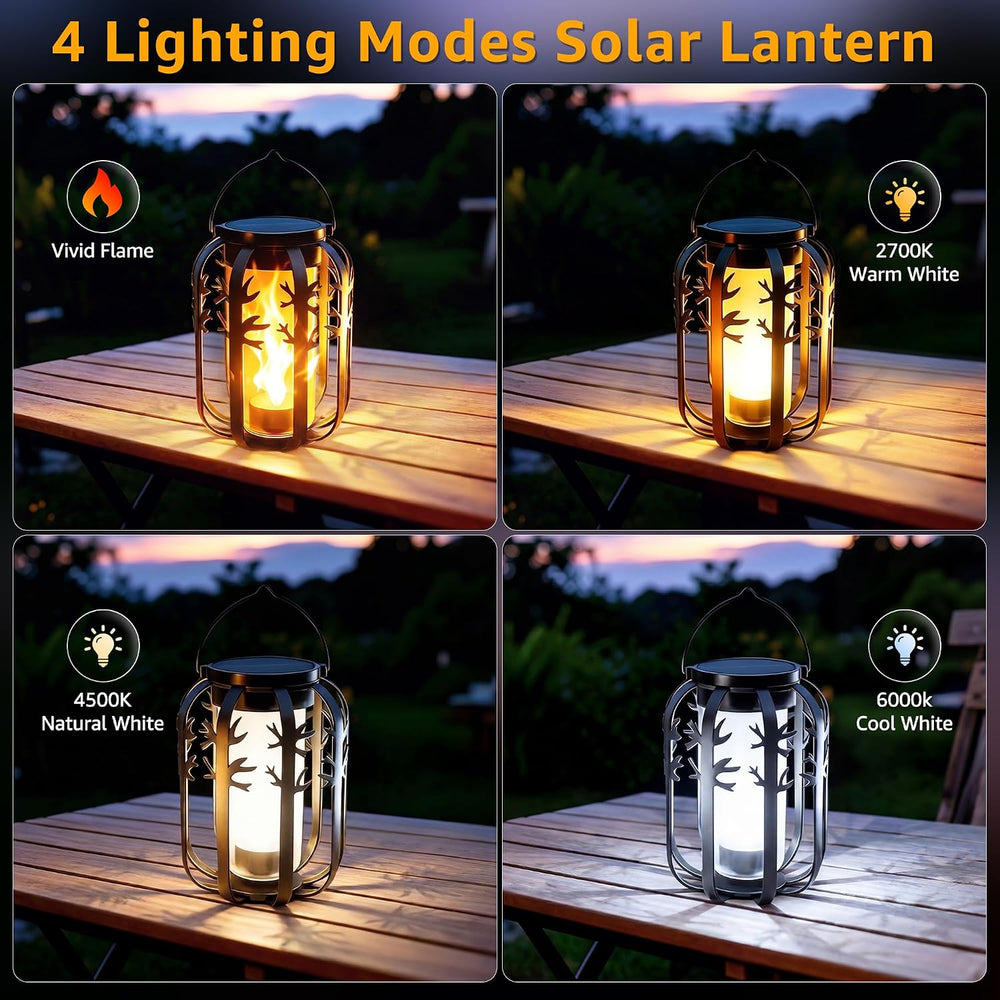 Halloween Solar Lanterns Outdoor 4Packs 4 Lighting Modes USB-C Rechargeable