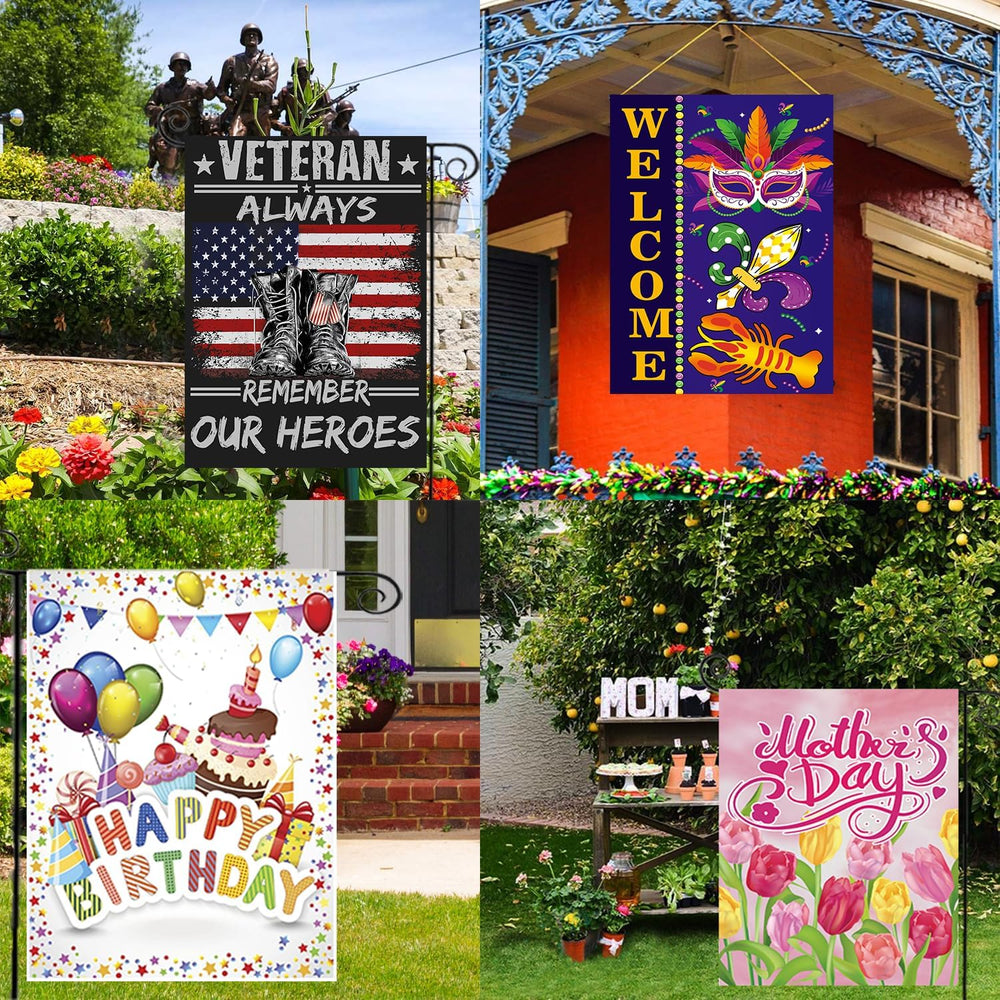 Seasonal Garden Flag Set of 20 - Double Sided 12 x 18 Inch Small Yard Flags