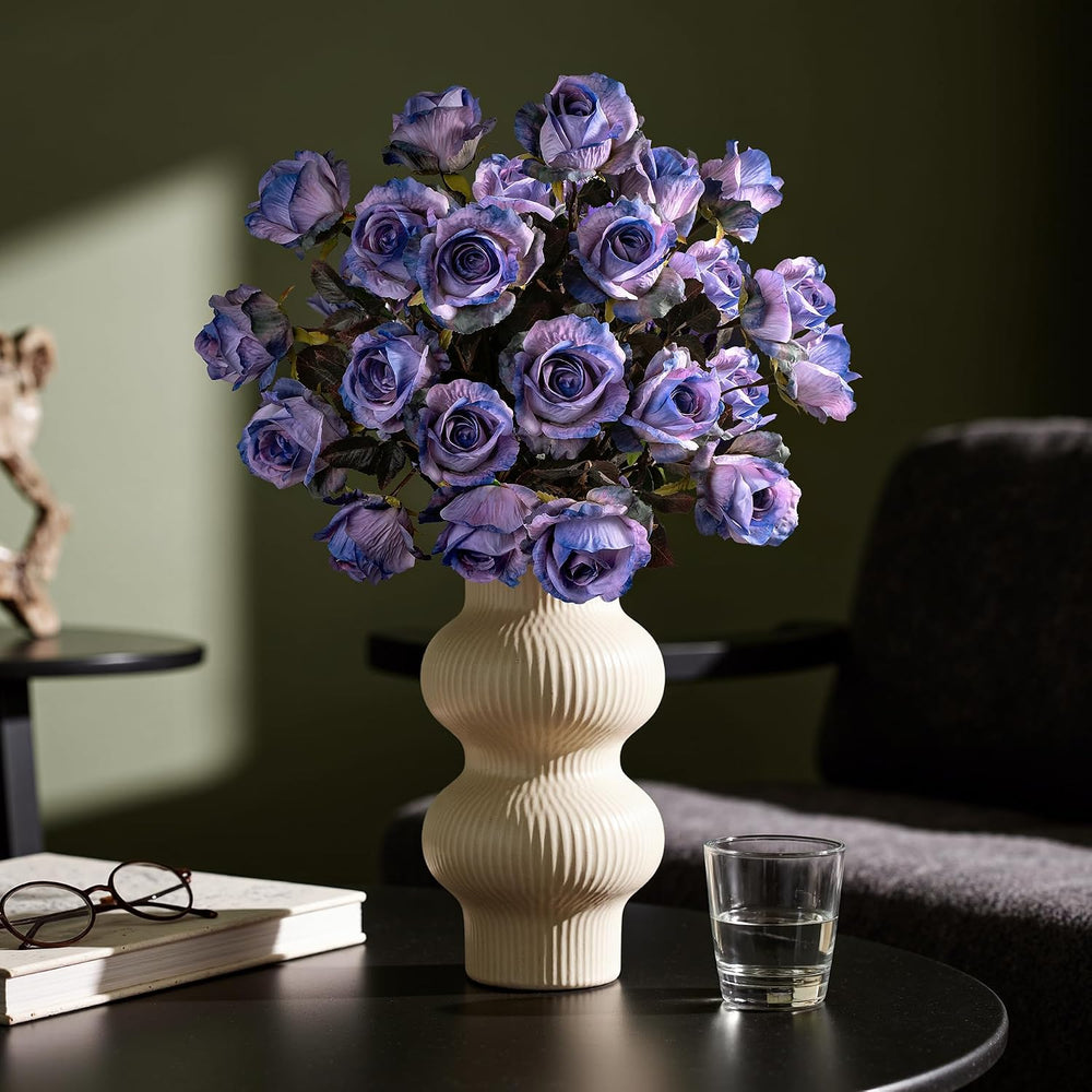 Fall Flowers Artificial Roses, 20PCS, Dreamy Purple, 23.2" Long Stem Fak...